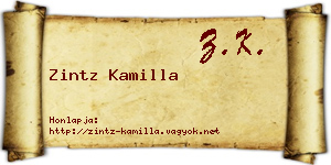 Zintz Kamilla névjegykártya